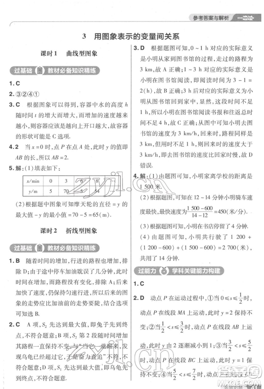 南京師范大學(xué)出版社2022一遍過(guò)七年級(jí)數(shù)學(xué)下冊(cè)北師大版參考答案