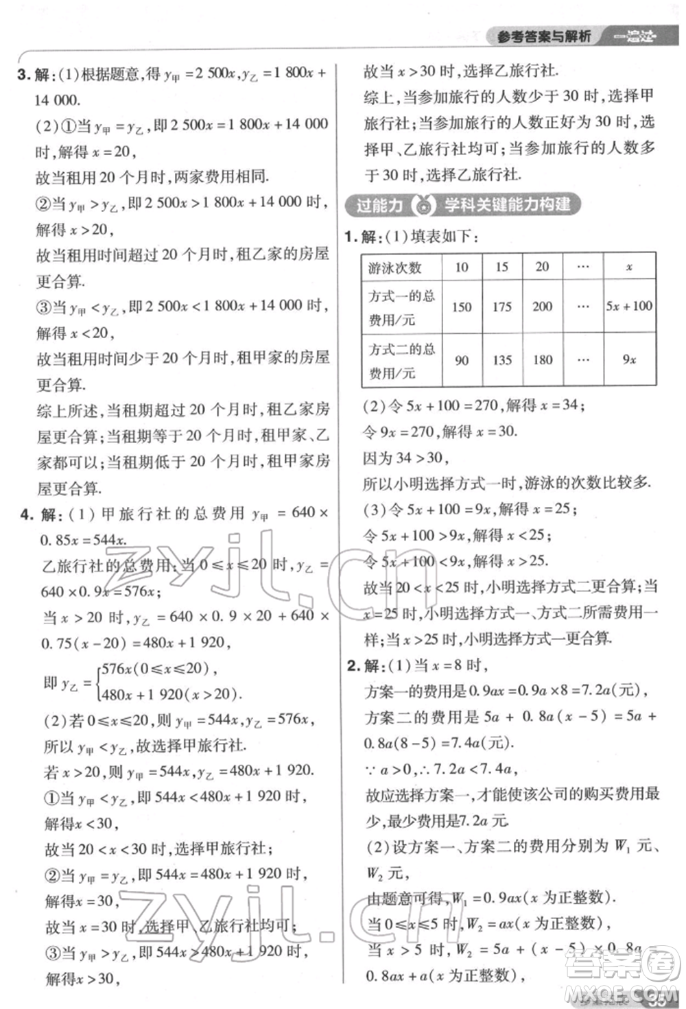 南京師范大學(xué)出版社2022一遍過(guò)八年級(jí)數(shù)學(xué)下冊(cè)北師大版參考答案