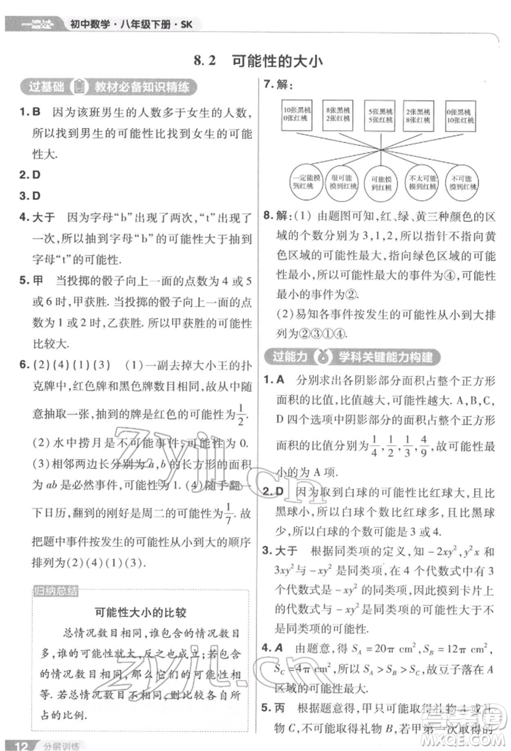 南京師范大學(xué)出版社2022一遍過八年級數(shù)學(xué)下冊蘇科版參考答案