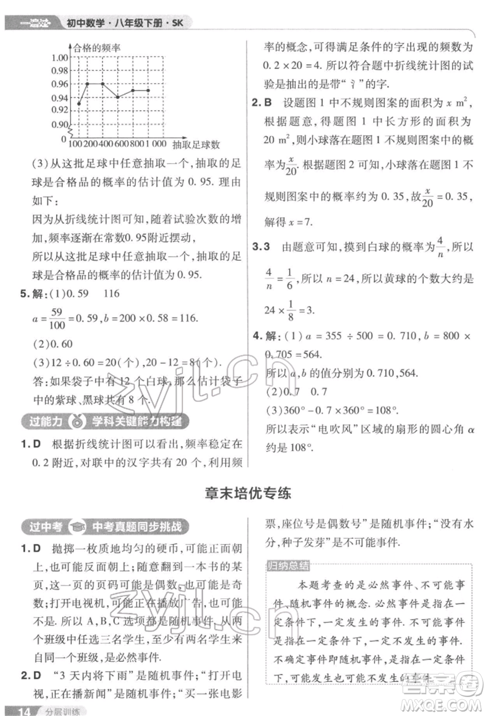 南京師范大學(xué)出版社2022一遍過八年級數(shù)學(xué)下冊蘇科版參考答案