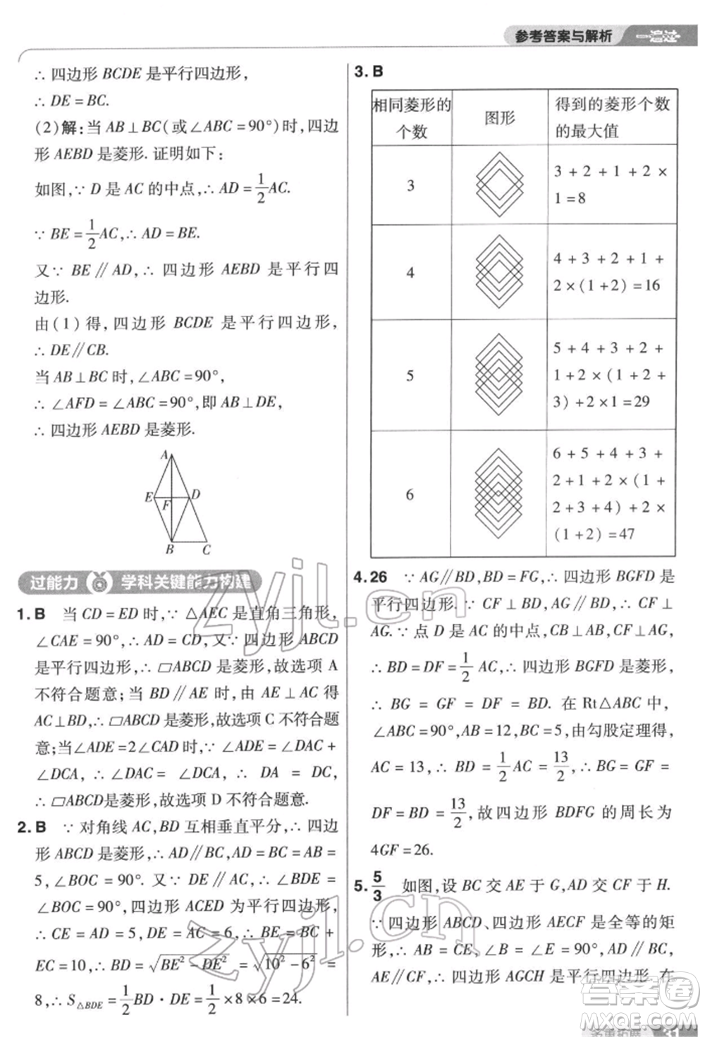 南京師范大學(xué)出版社2022一遍過八年級數(shù)學(xué)下冊蘇科版參考答案