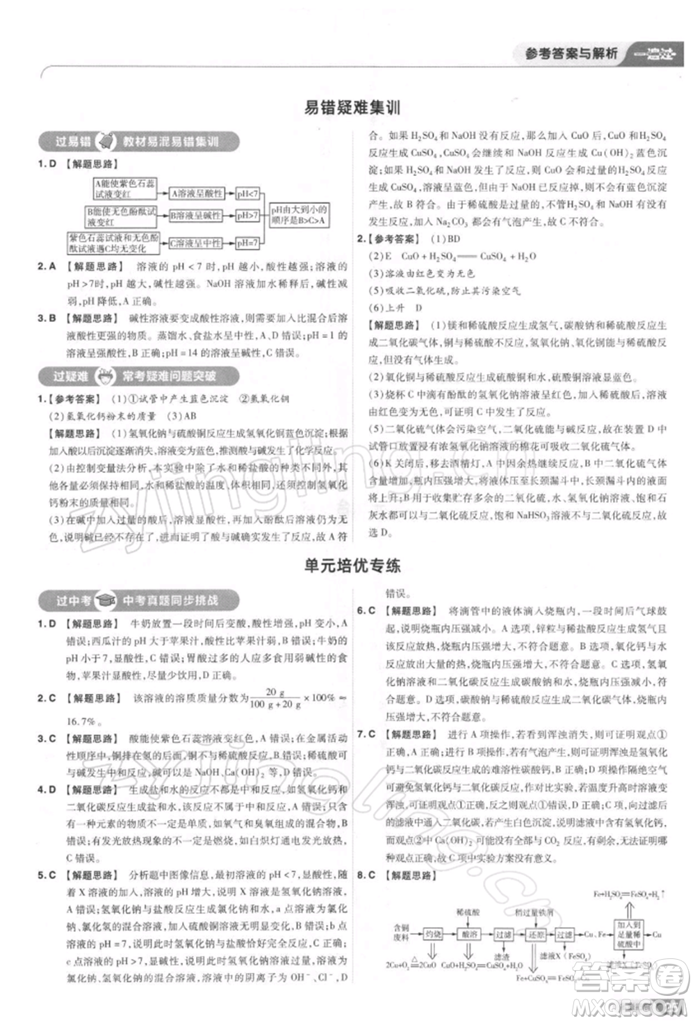 南京師范大學(xué)出版社2022一遍過(guò)九年級(jí)化學(xué)下冊(cè)人教版參考答案
