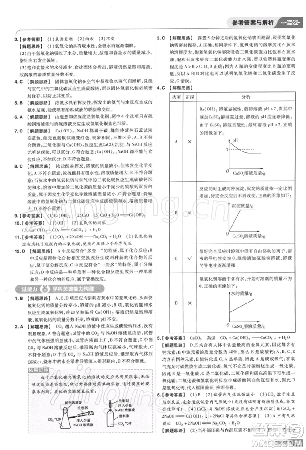 南京師范大學(xué)出版社2022一遍過(guò)九年級(jí)化學(xué)下冊(cè)滬教版參考答案