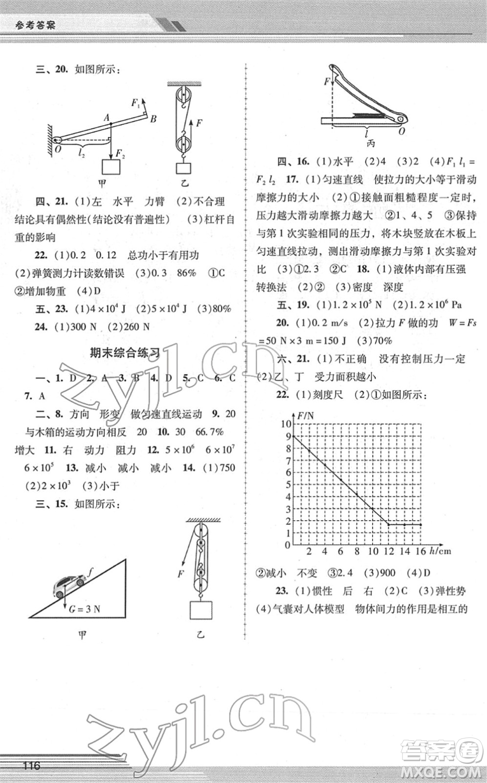廣西師范大學(xué)出版社2022新課程學(xué)習(xí)輔導(dǎo)八年級物理下冊人教版中山專版答案