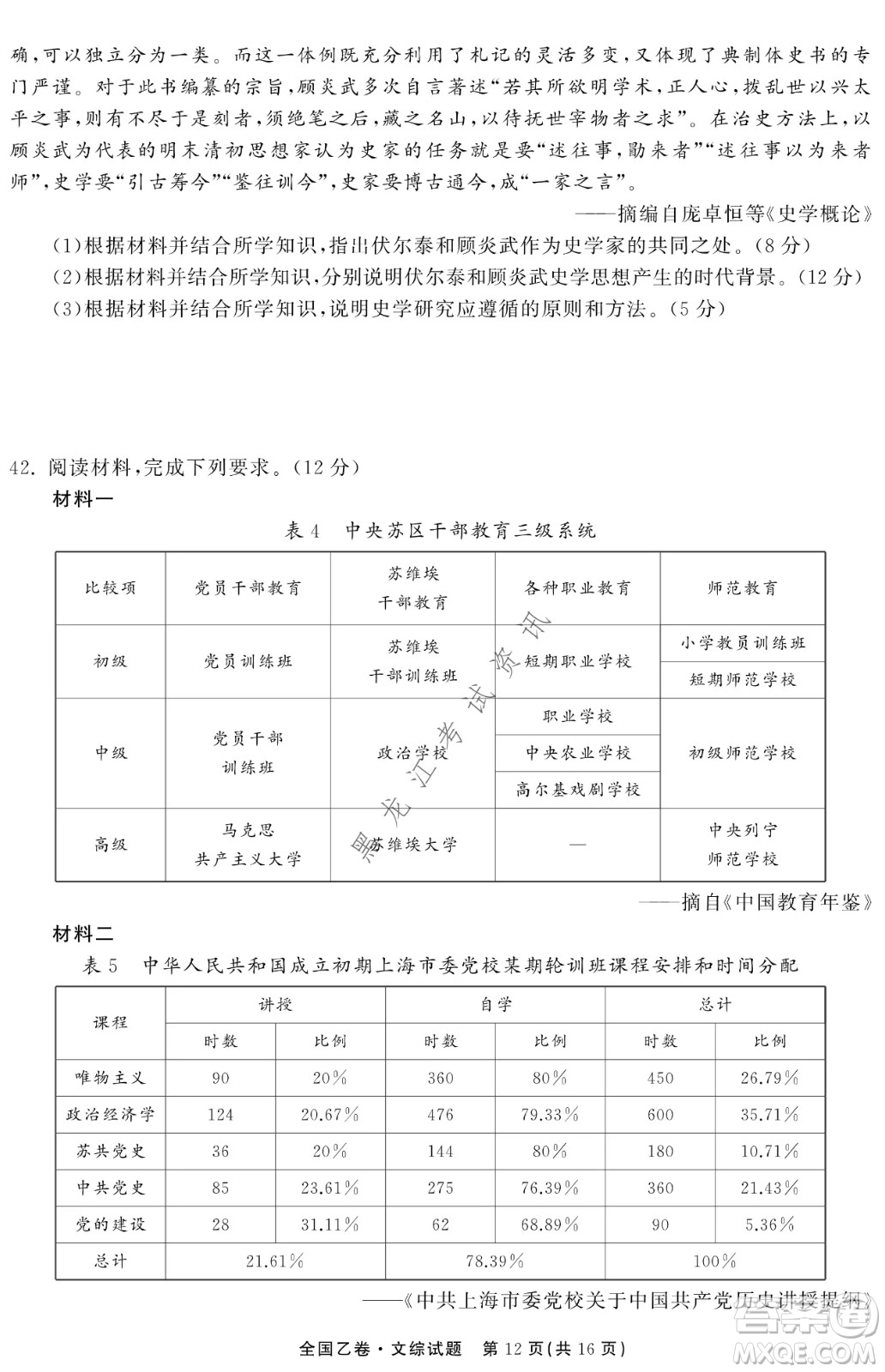 衡中同卷2022屆全國(guó)高三第二次學(xué)業(yè)質(zhì)量聯(lián)合檢測(cè)乙卷文綜試題及答案