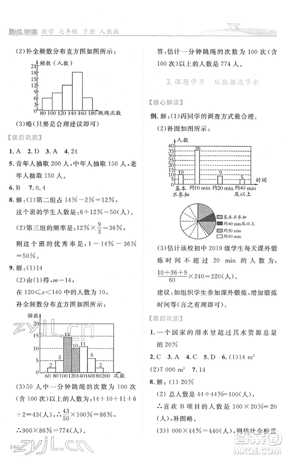人民教育出版社2022績優(yōu)學案七年級數學下冊人教版答案