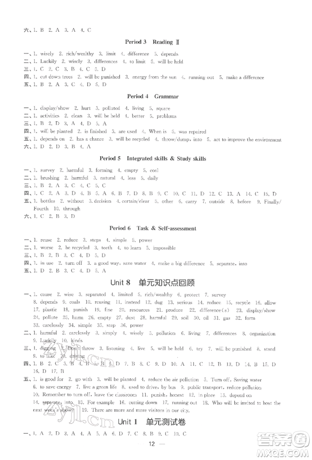 江蘇鳳凰美術(shù)出版社2022創(chuàng)新課時作業(yè)八年級英語下冊江蘇版參考答案