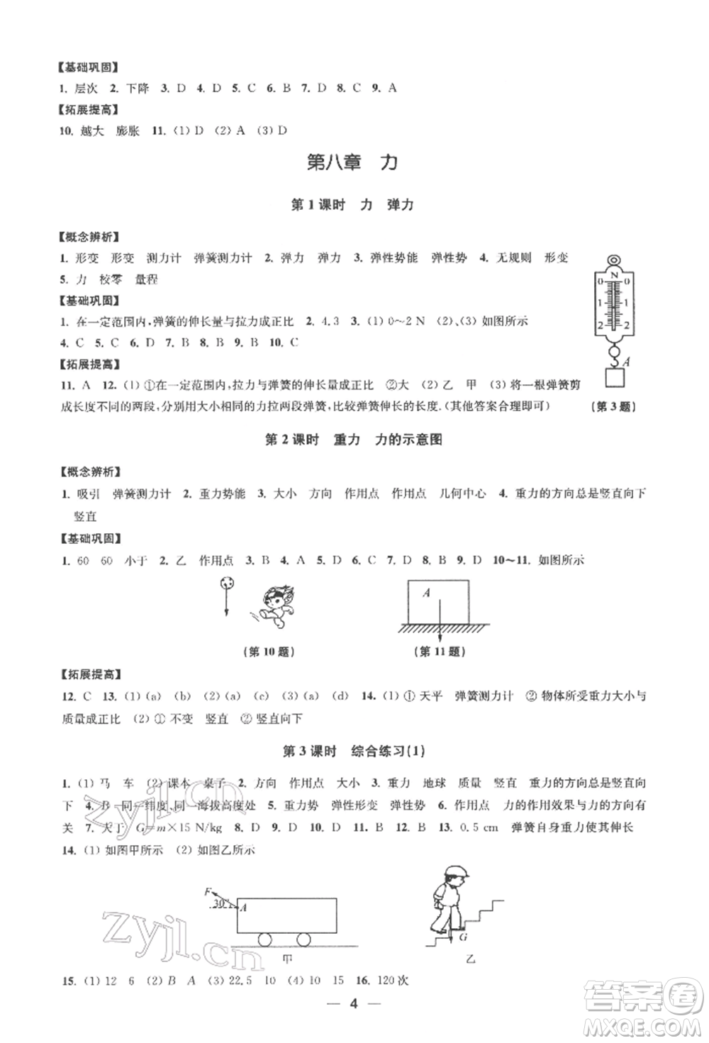 江蘇鳳凰美術(shù)出版社2022創(chuàng)新課時(shí)作業(yè)八年級(jí)物理下冊(cè)江蘇版參考答案