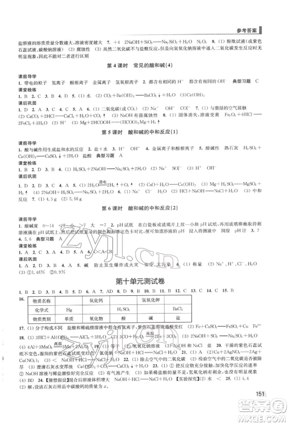 江蘇鳳凰美術(shù)出版社2022創(chuàng)新課時(shí)作業(yè)九年級(jí)化學(xué)下冊(cè)全國(guó)版參考答案