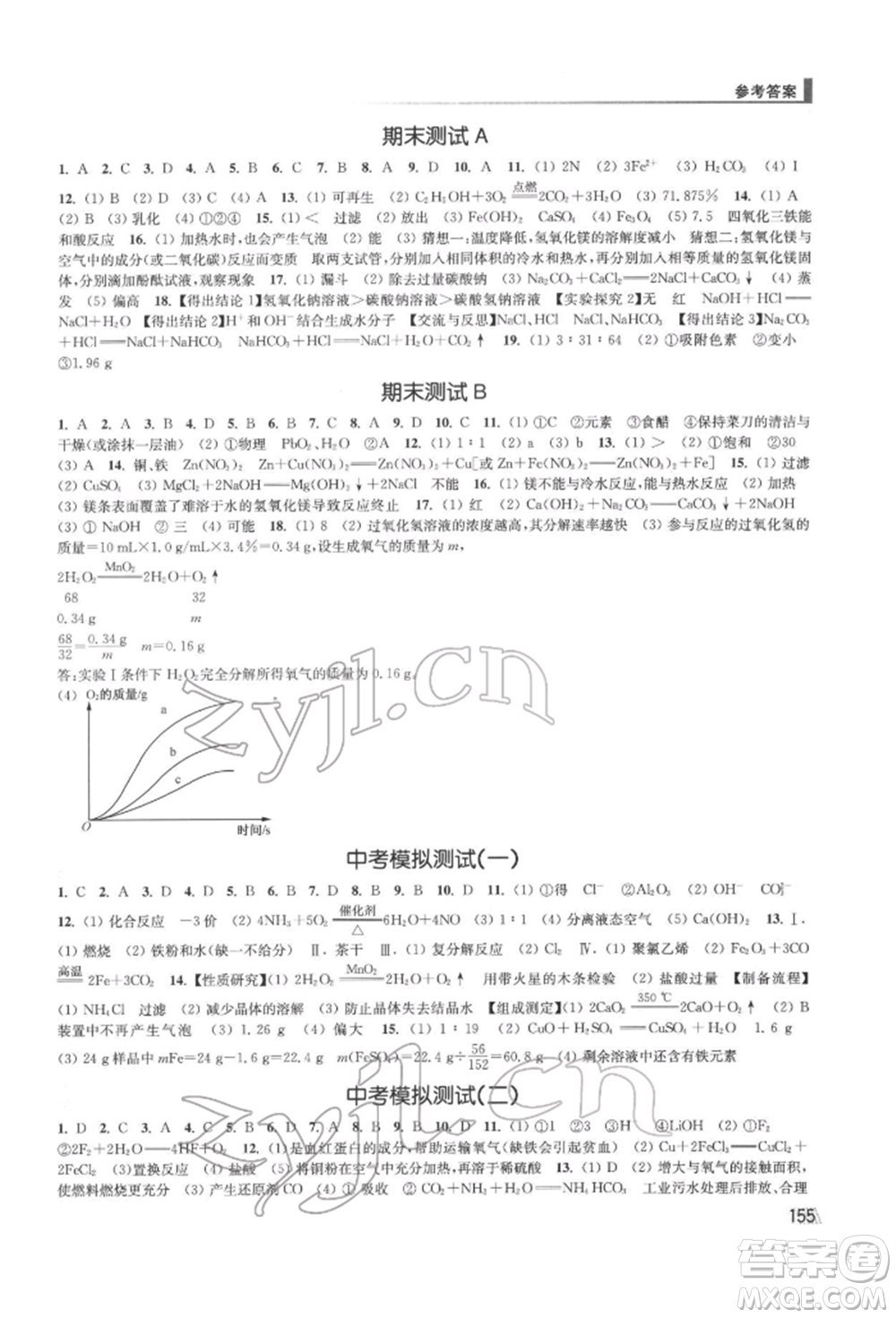 江蘇鳳凰美術(shù)出版社2022創(chuàng)新課時(shí)作業(yè)九年級(jí)化學(xué)下冊(cè)全國(guó)版參考答案