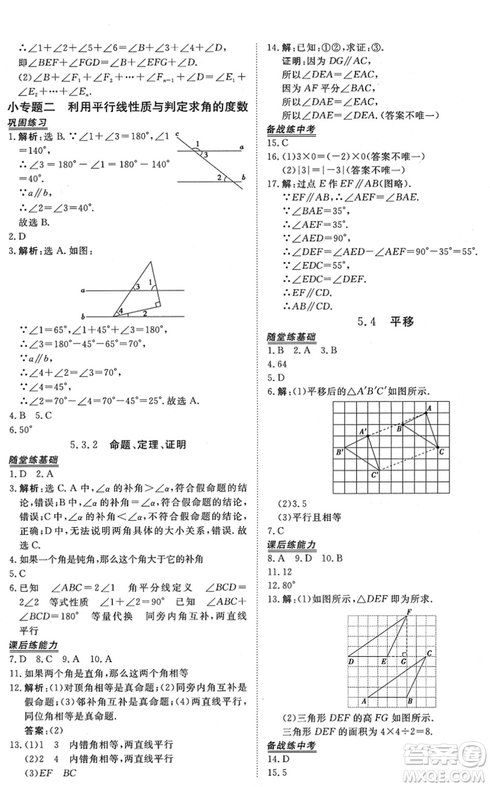 青海人民出版社2022新坐標(biāo)同步練習(xí)七年級數(shù)學(xué)下冊人教版青海專用答案