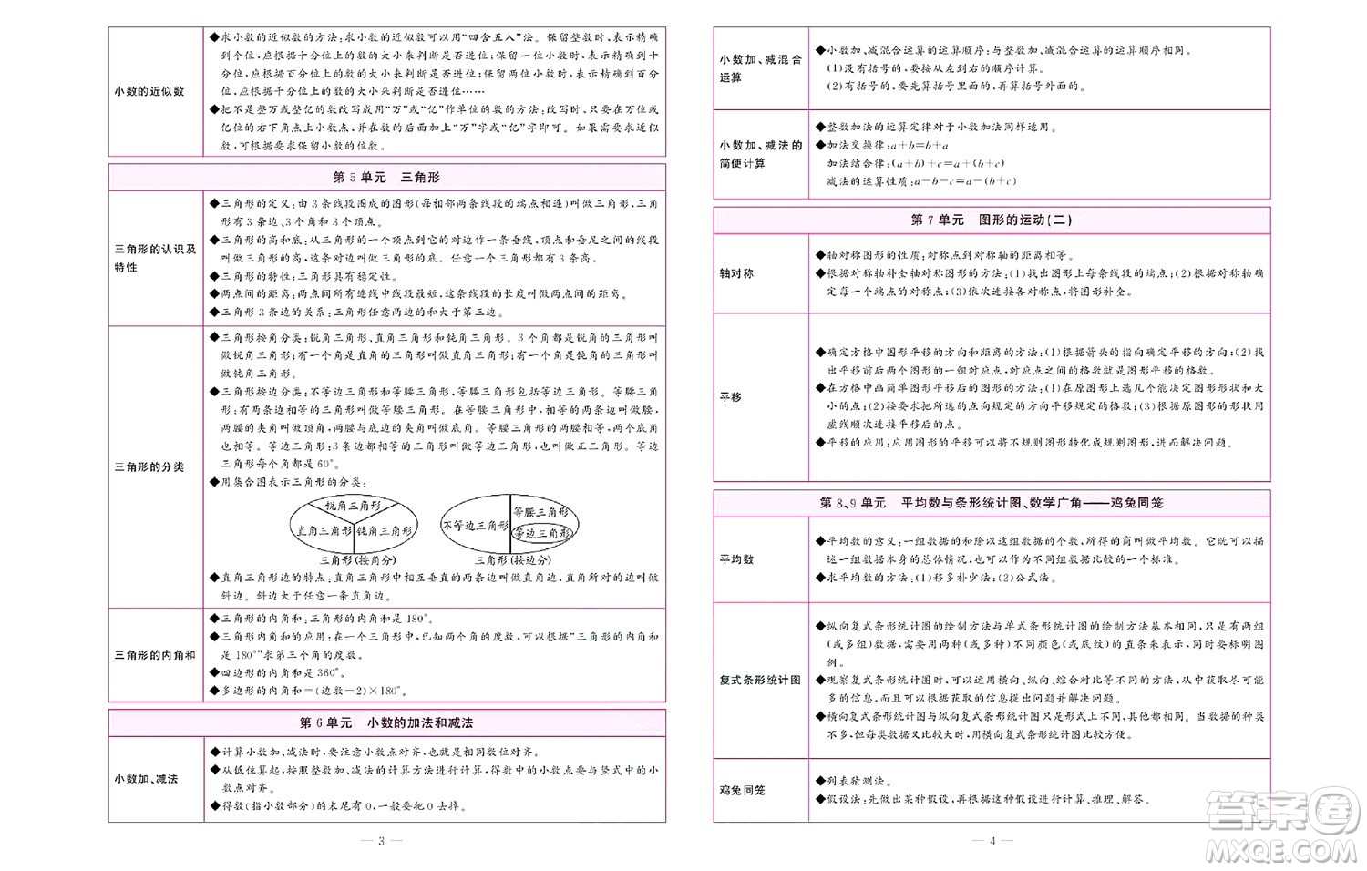 北京聯(lián)合出版社公司2022狀元新期末數(shù)學(xué)四年級(jí)下RJ人教版答案