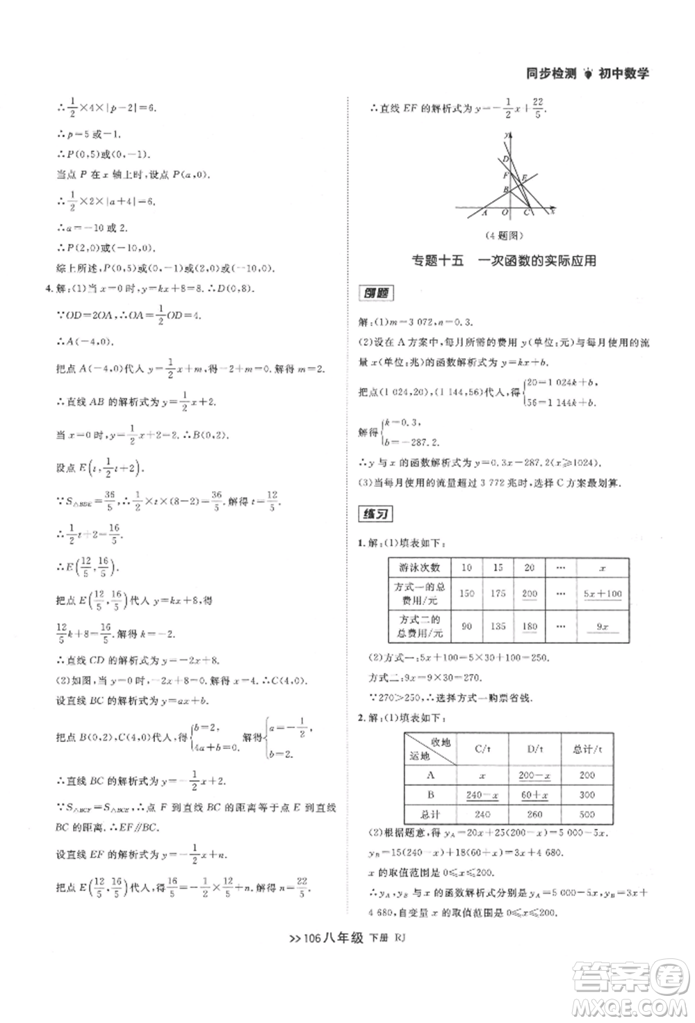遼寧大學(xué)出版社2022中考快遞同步檢測八年級數(shù)學(xué)下冊人教版大連專版參考答案