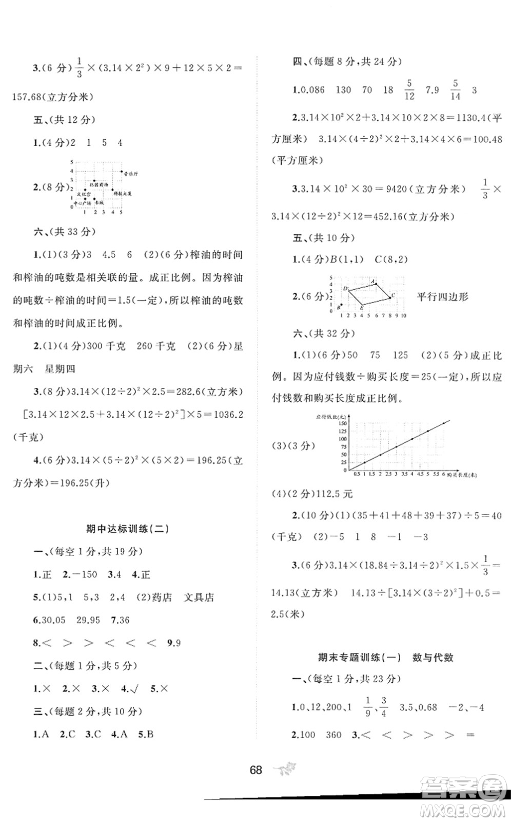 廣西教育出版社2022新課程學(xué)習(xí)與測評(píng)單元雙測六年級(jí)數(shù)學(xué)下冊(cè)C冀教版答案