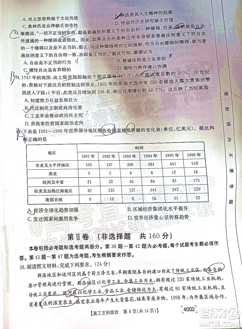 2022屆黔東南金太陽3月聯(lián)考高三文科綜合試題及答案