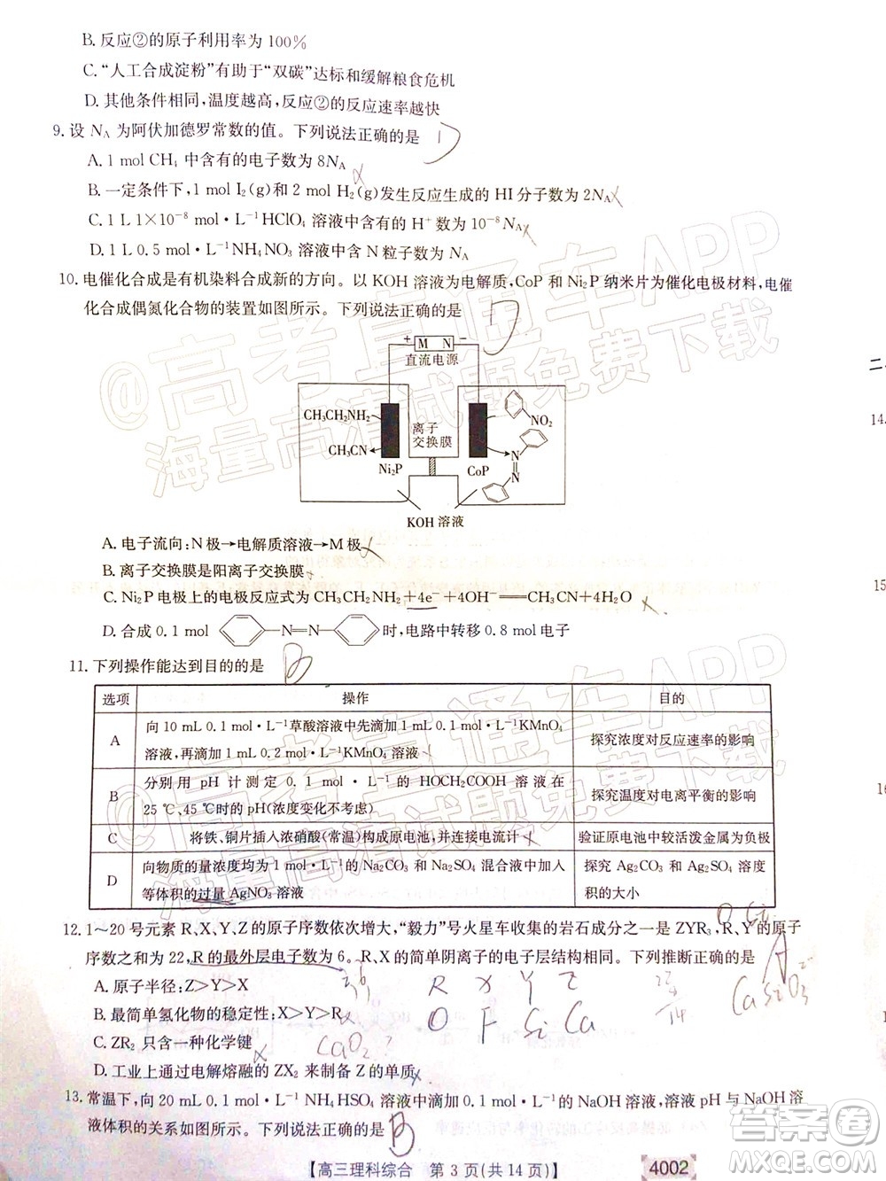 2022屆黔東南金太陽3月聯(lián)考高三理科綜合試題及答案