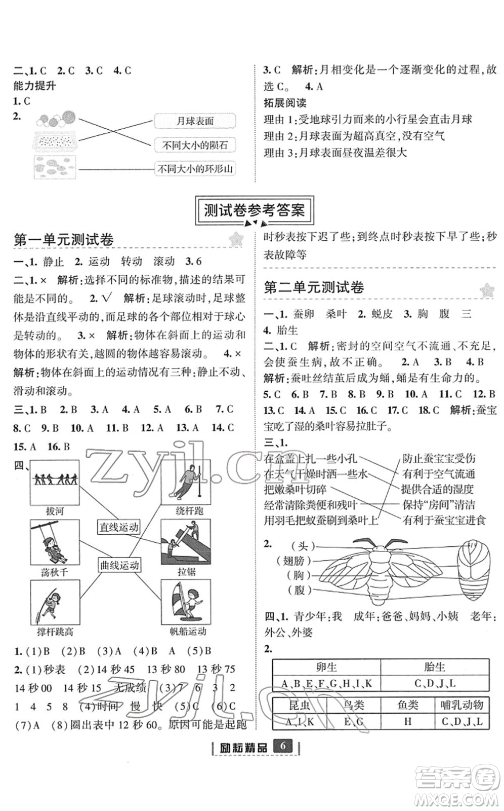 延邊人民出版社2022勵耘新同步三年級科學(xué)下冊教科版答案