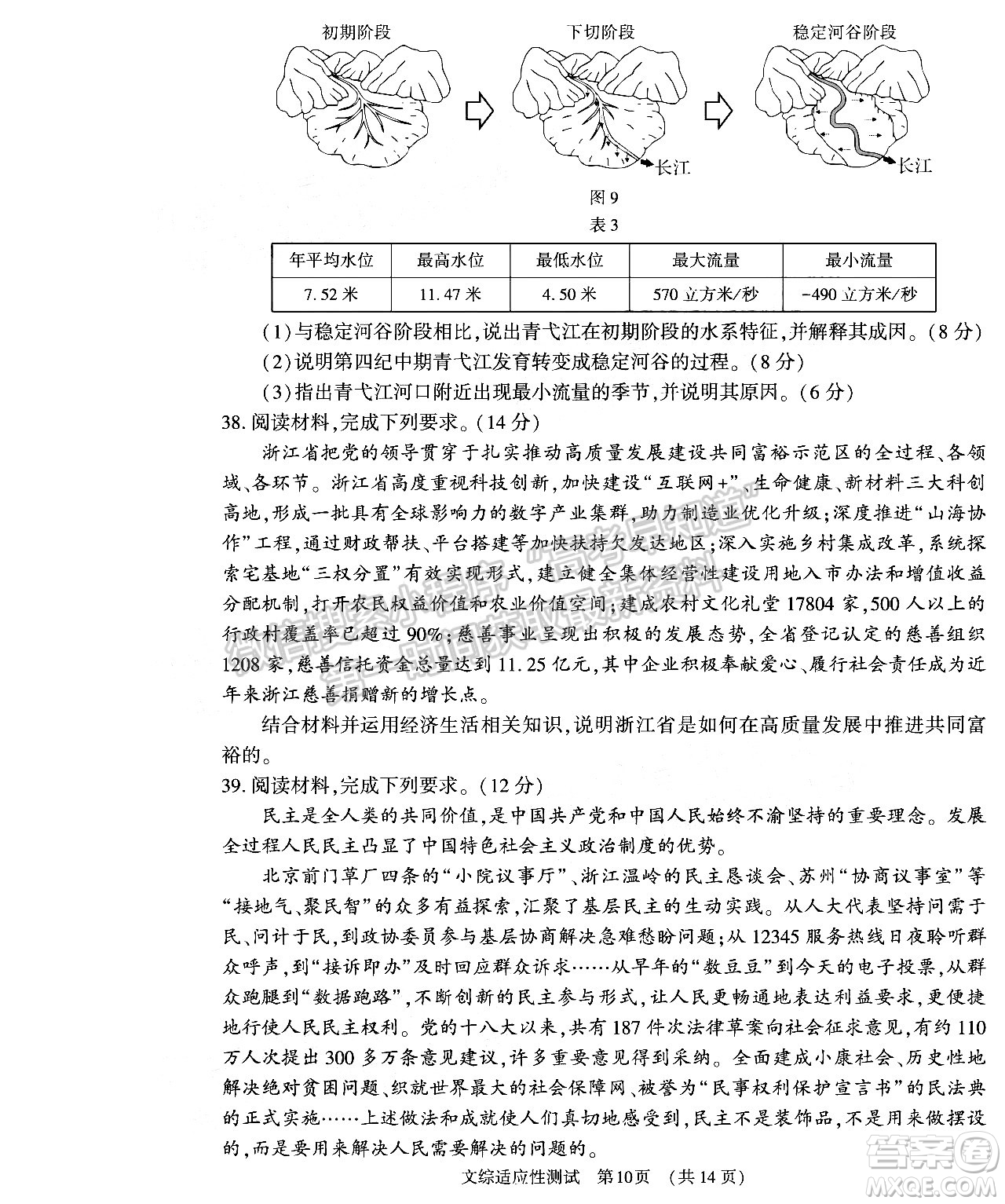 2022年河南省普通高中畢業(yè)班高考適應性考試文科綜合能力測試試卷及答案