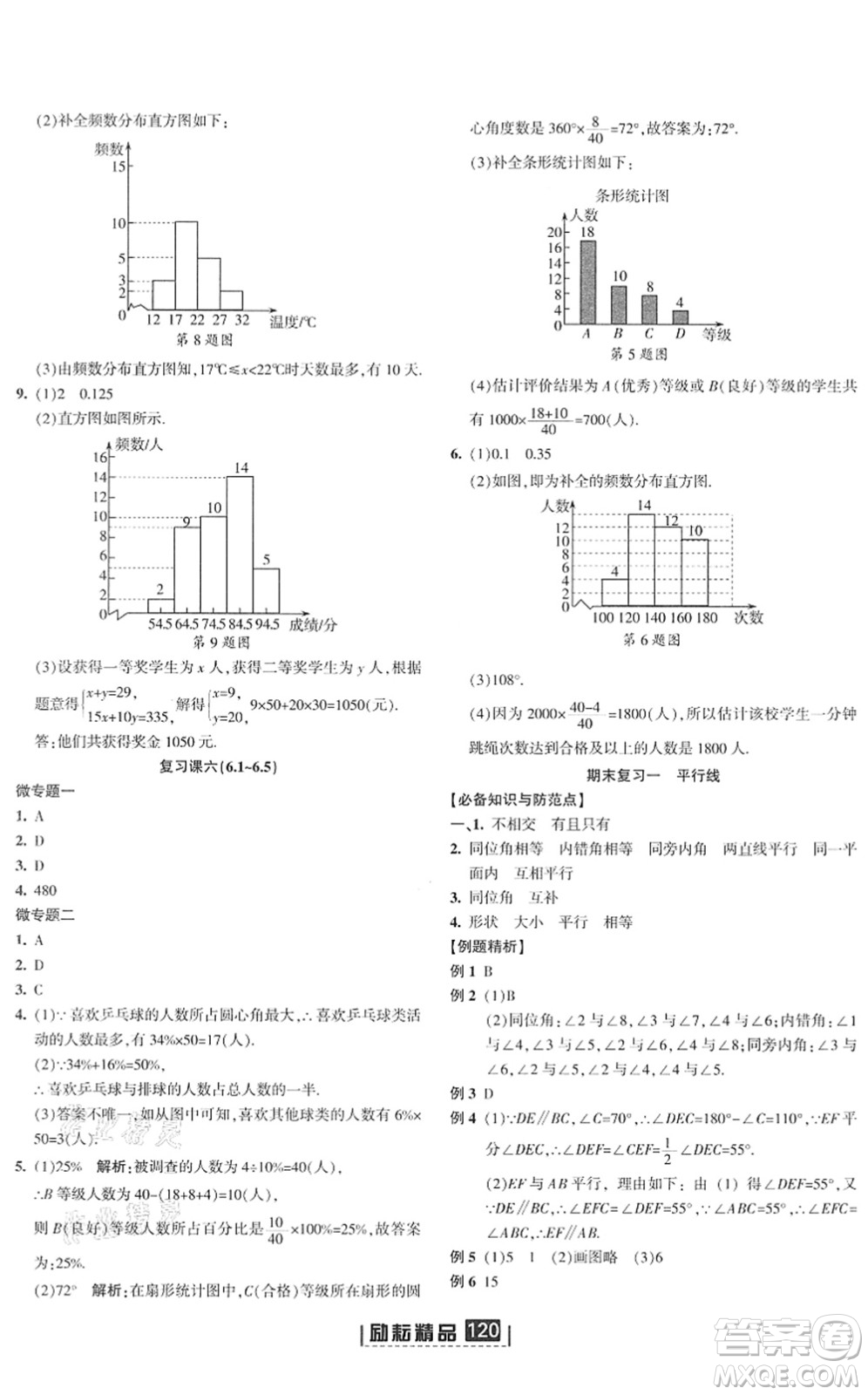 延邊人民出版社2022勵(lì)耘新同步七年級(jí)數(shù)學(xué)下冊(cè)AB本浙教版答案