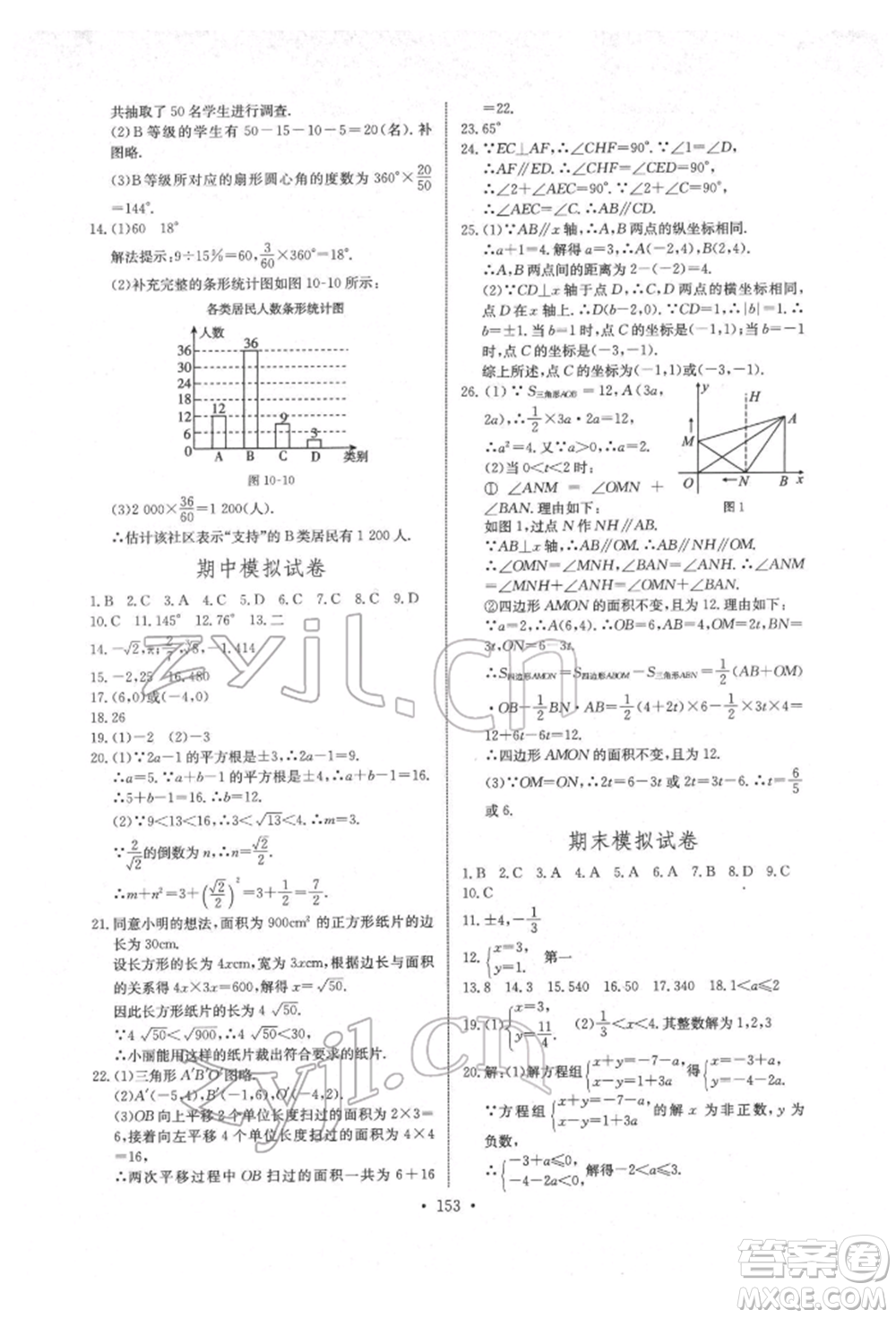 長江少年兒童出版社2022長江全能學案同步練習冊七年級數(shù)學下冊人教版參考答案