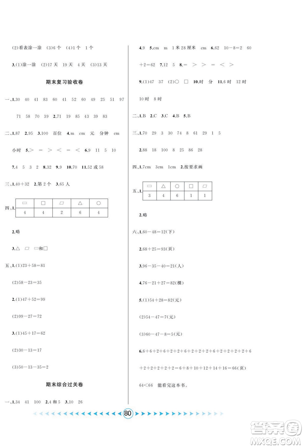 吉林出版集團股份有限公司2022優(yōu)卷總動員數(shù)學(xué)一年級下冊青島版答案