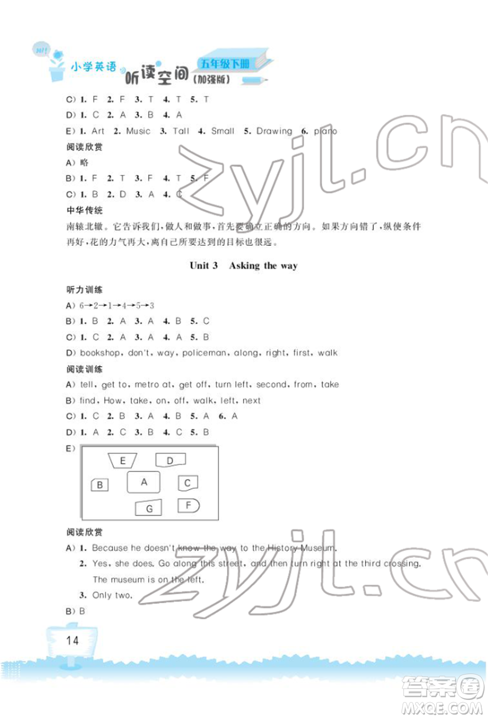 江蘇鳳凰科學(xué)技術(shù)出版社2022小學(xué)英語聽讀空間五年級下冊譯林版加強(qiáng)版參考答案