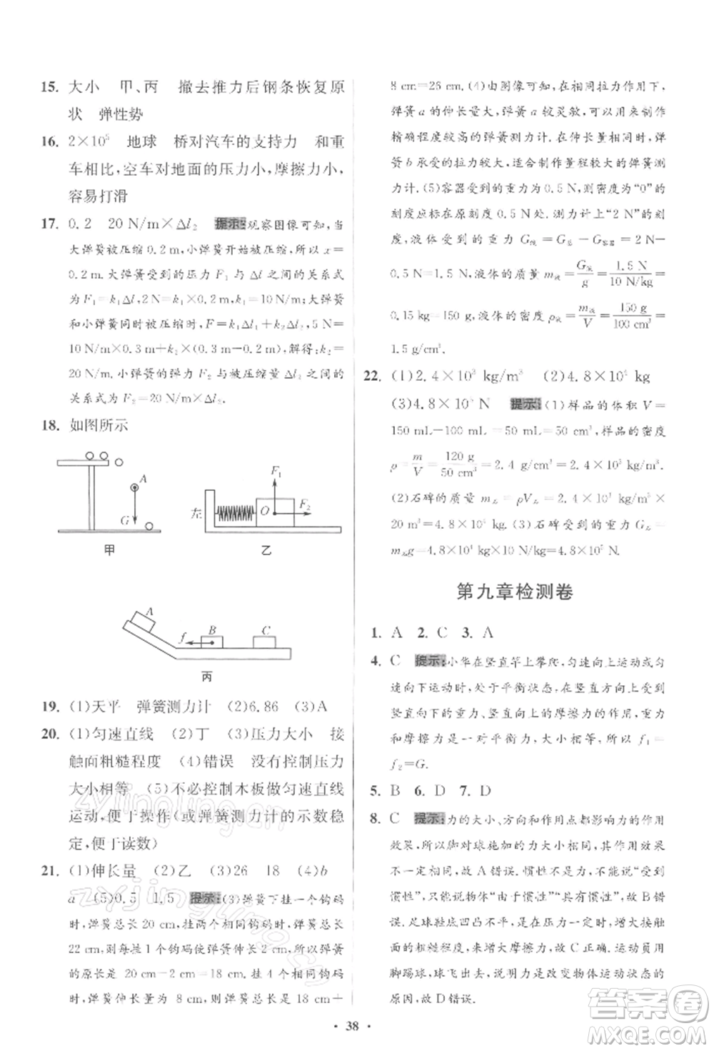 江蘇鳳凰科學(xué)技術(shù)出版社2022小題狂做八年級(jí)物理下冊(cè)蘇科版提優(yōu)版參考答案