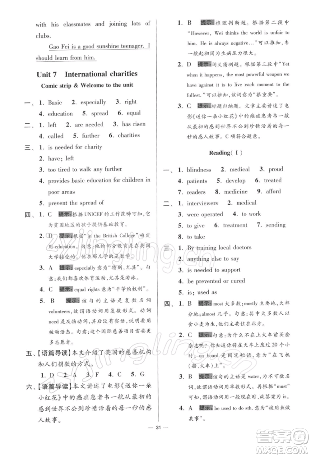 江蘇鳳凰科學(xué)技術(shù)出版社2022小題狂做八年級(jí)英語下冊(cè)譯林版提優(yōu)版參考答案