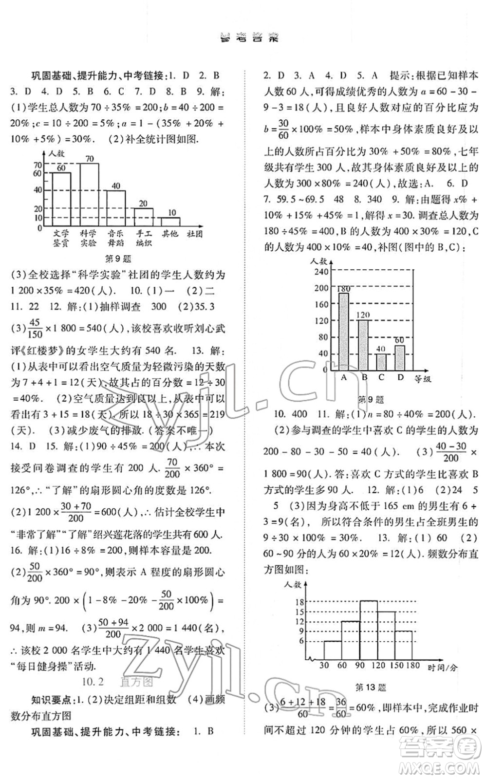 河北人民出版社2022同步訓練七年級數(shù)學下冊人教版答案