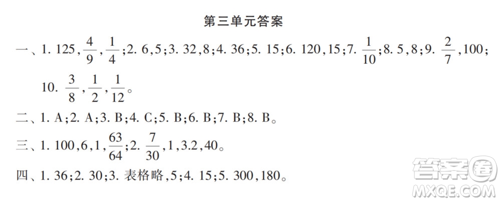 2022春小學(xué)生數(shù)學(xué)報(bào)配套試卷六年級(jí)下冊(cè)第三四單元測(cè)試卷參考答案