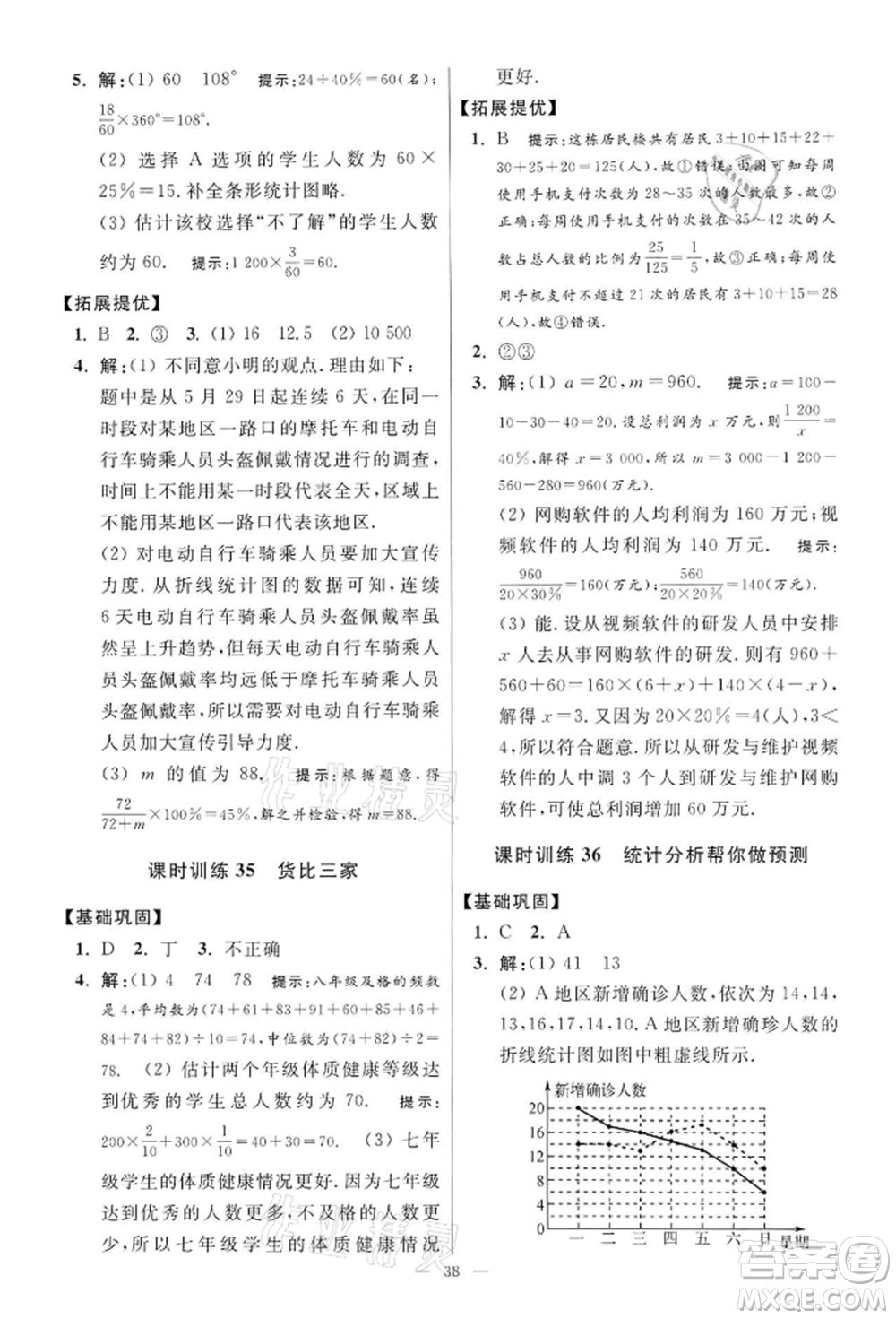 江蘇鳳凰科學(xué)技術(shù)出版社2022小題狂做九年級(jí)數(shù)學(xué)下冊(cè)蘇科版提優(yōu)版參考答案