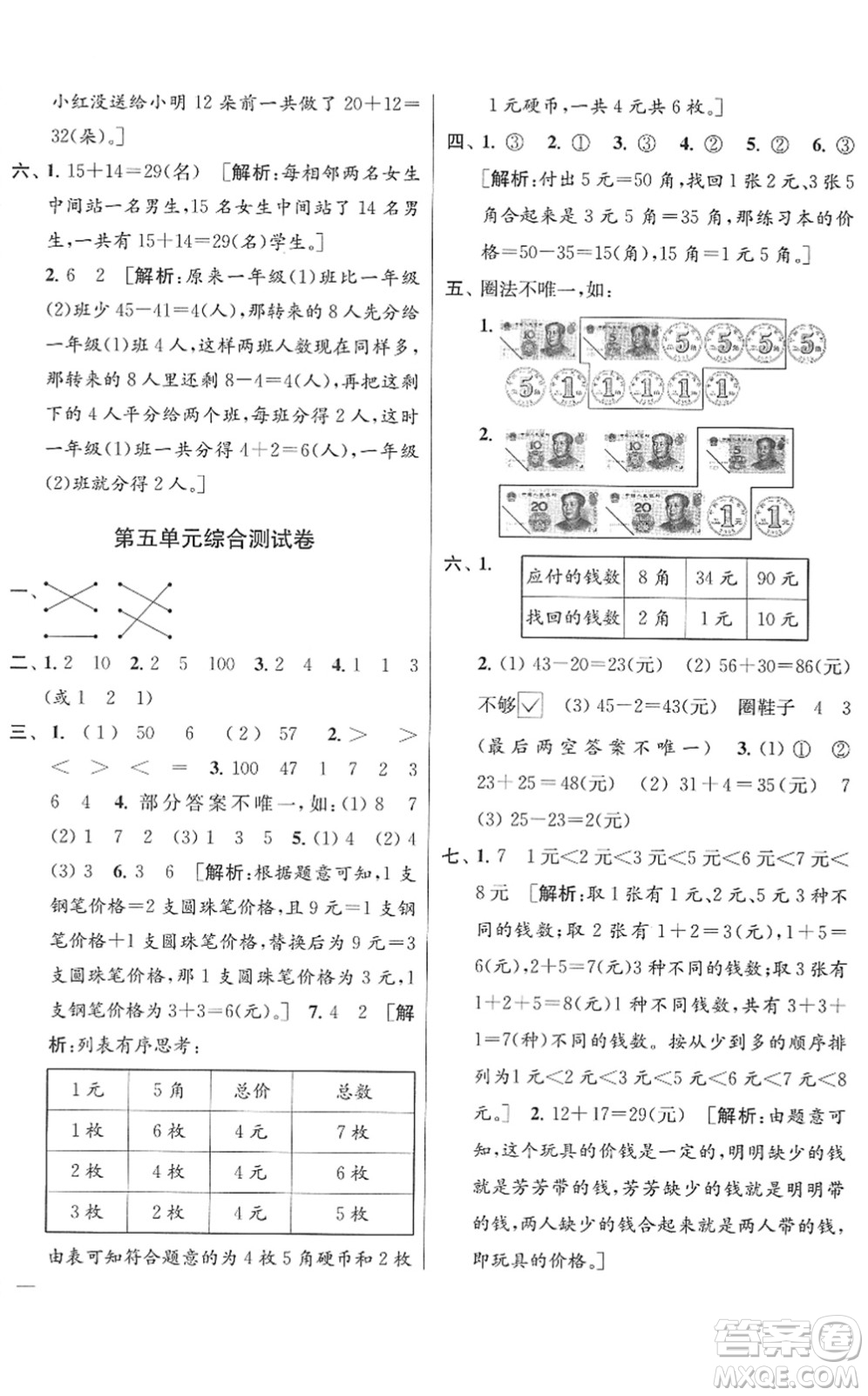 云南美術(shù)出版社2022同步跟蹤全程檢測一年級數(shù)學(xué)下冊蘇教版答案