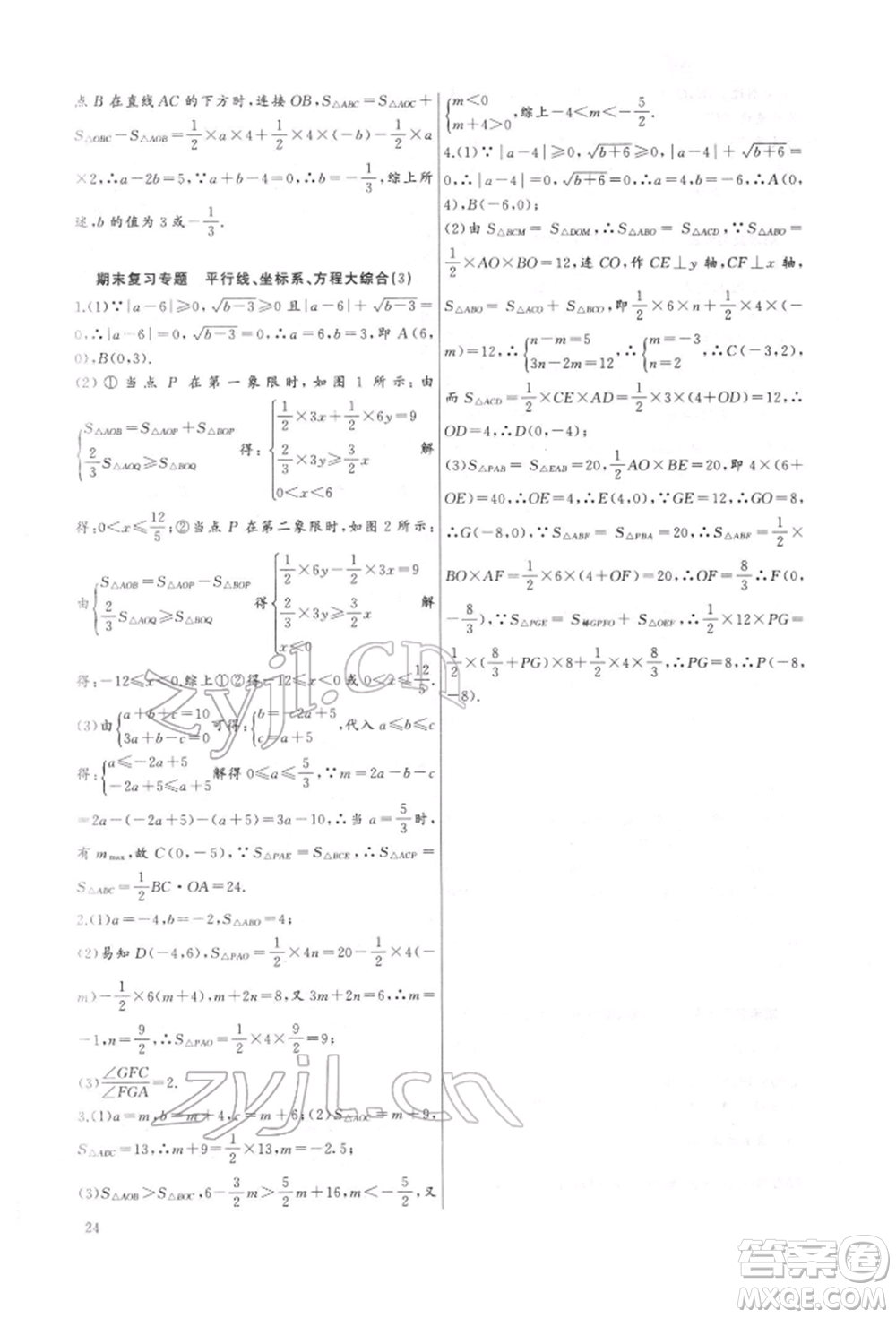 長(zhǎng)江少年兒童出版社2022思維新觀(guān)察培優(yōu)講練七年級(jí)下冊(cè)數(shù)學(xué)人教版參考答案