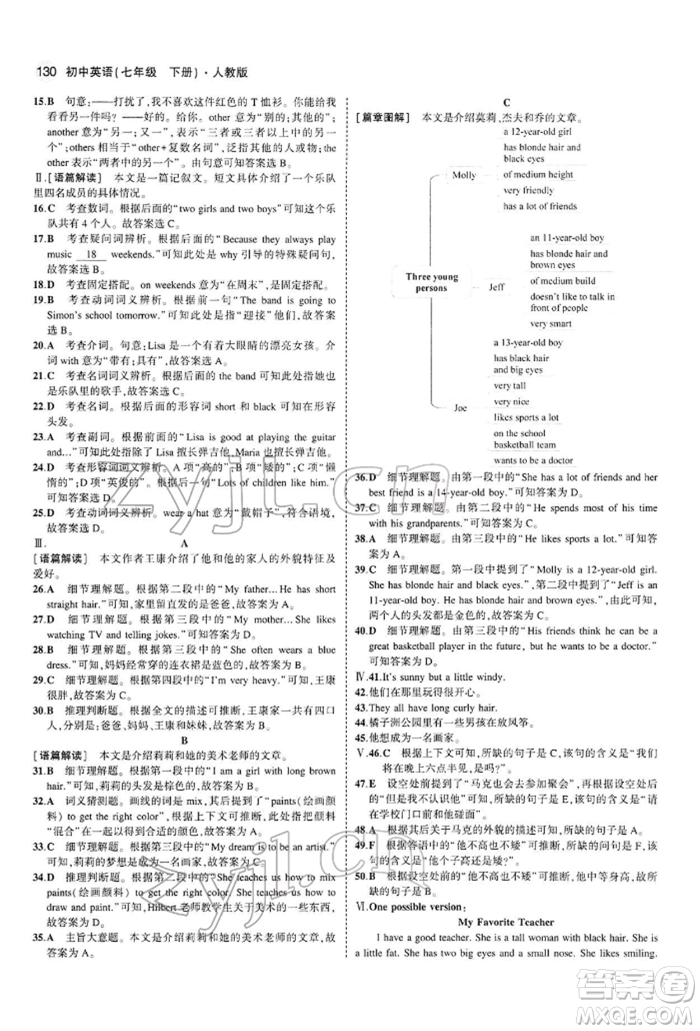 首都師范大學(xué)出版社2022年5年中考3年模擬七年級英語下冊人教版參考答案