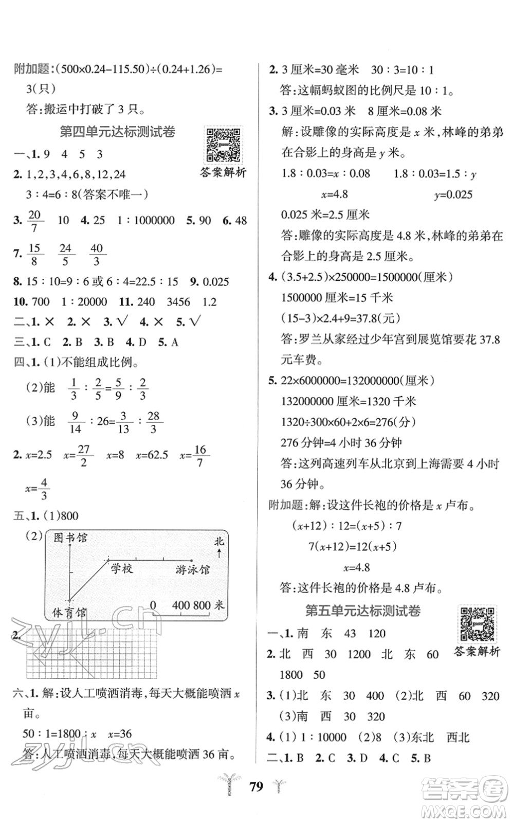 陜西師范大學(xué)出版總社2022小學(xué)學(xué)霸沖A卷六年級(jí)數(shù)學(xué)下冊(cè)SJ蘇教版答案