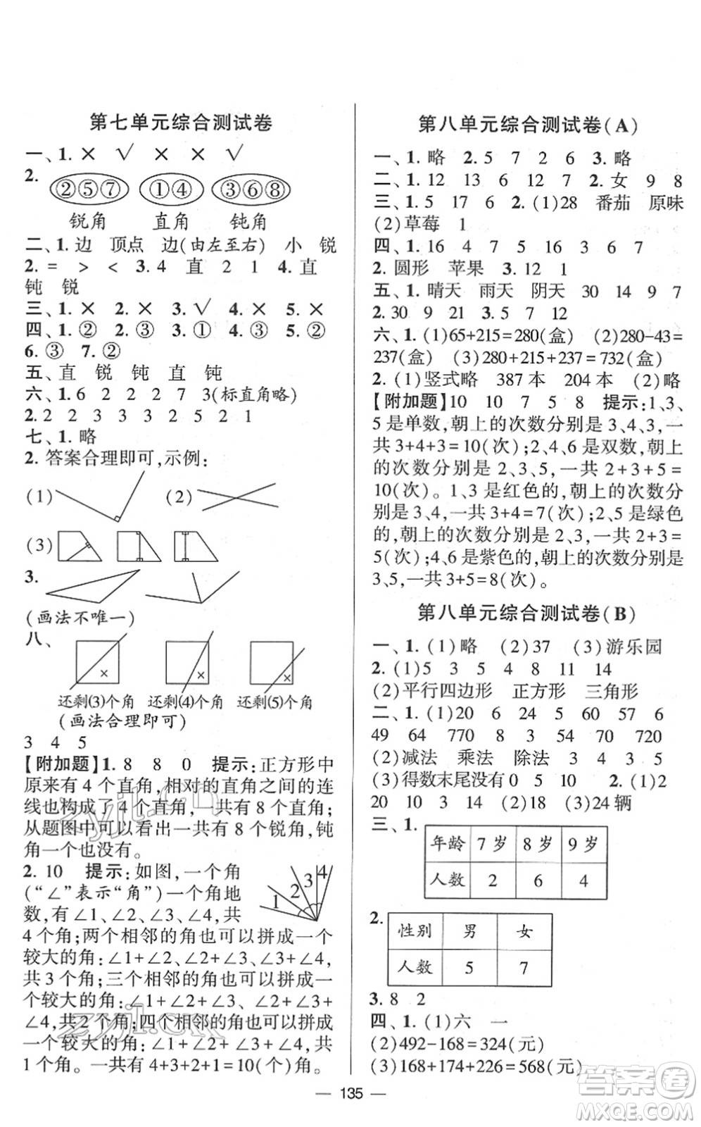 寧夏人民教育出版社2022學(xué)霸提優(yōu)大試卷二年級(jí)數(shù)學(xué)下冊(cè)江蘇國標(biāo)版答案