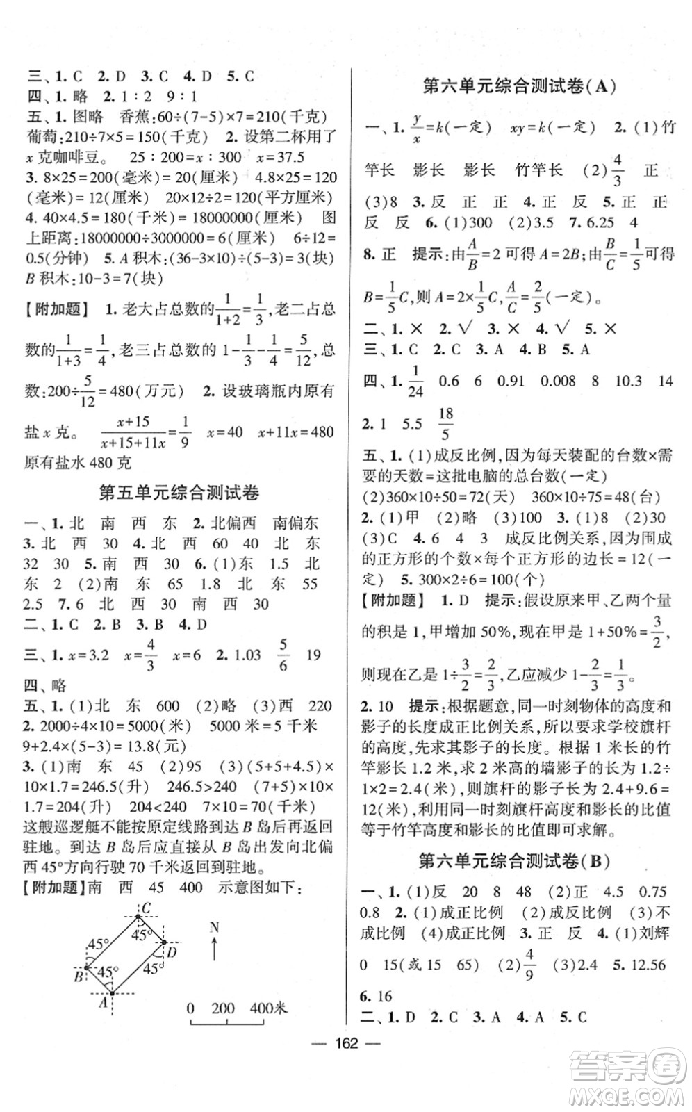 寧夏人民教育出版社2022學(xué)霸提優(yōu)大試卷六年級(jí)數(shù)學(xué)下冊江蘇國標(biāo)版答案