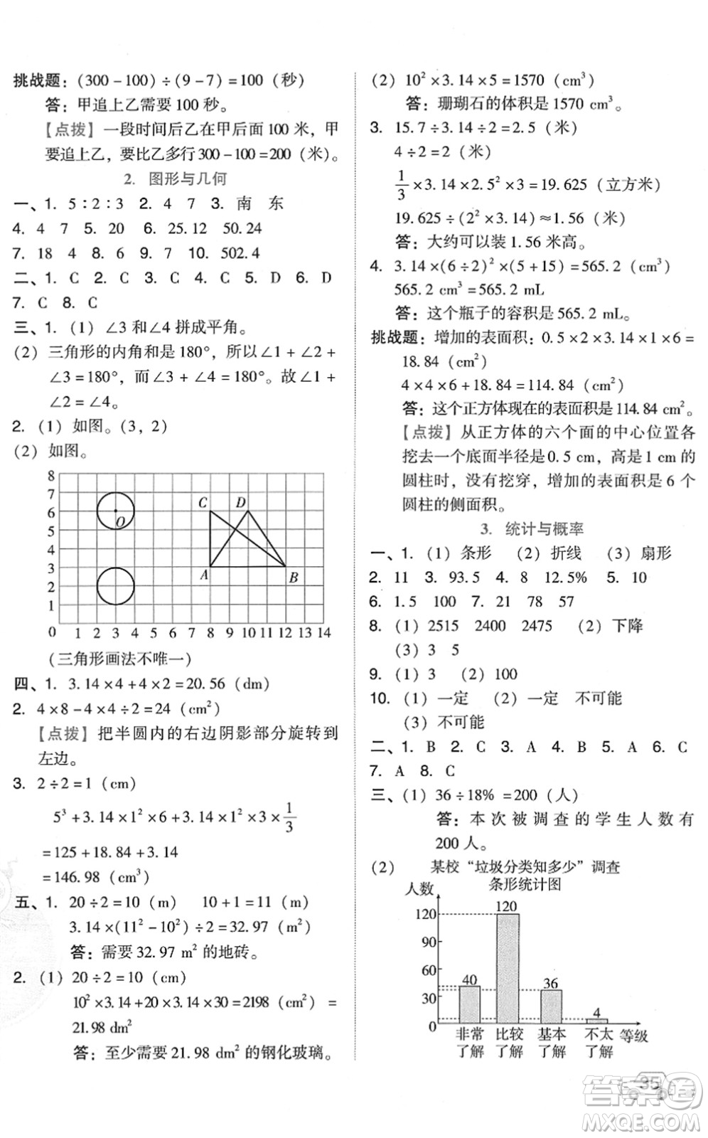 吉林教育出版社2022榮德基好卷六年級數(shù)學下冊R人教版答案