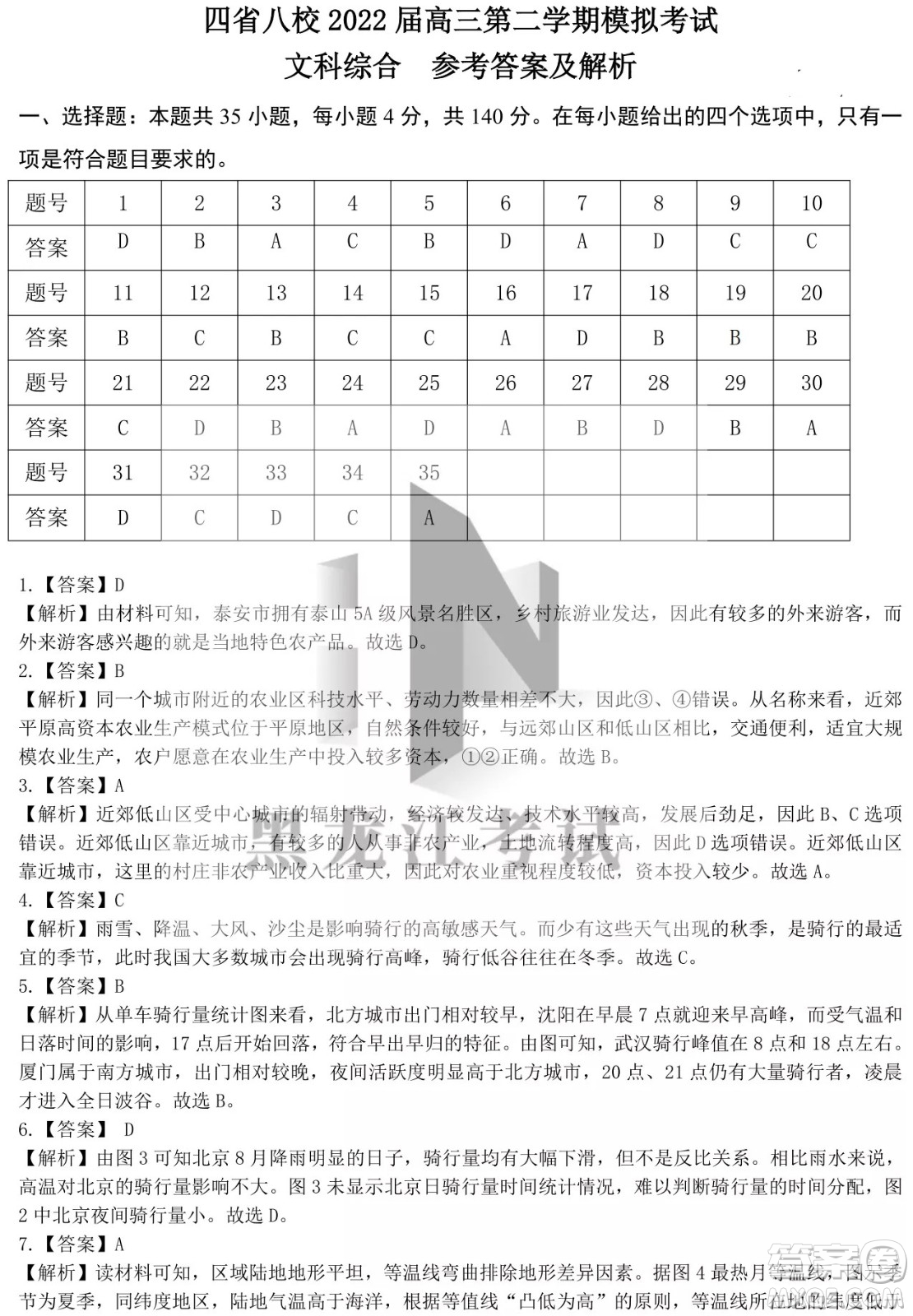 四省八校2022屆高三第二學(xué)期開(kāi)學(xué)考試文綜試題及答案