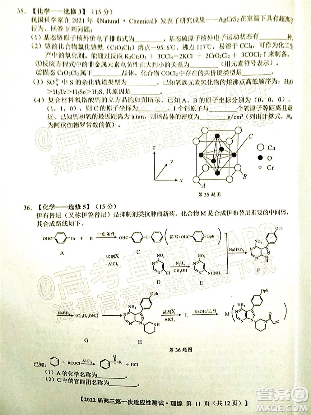 廣西2022屆高中畢業(yè)班第一次適應(yīng)性測試理科綜合試題及答案