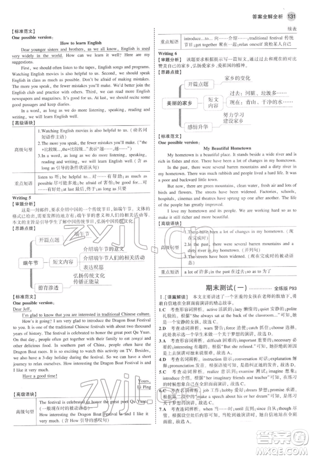 教育科學(xué)出版社2022年5年中考3年模擬八年級(jí)英語(yǔ)下冊(cè)魯教版山東專版參考答案
