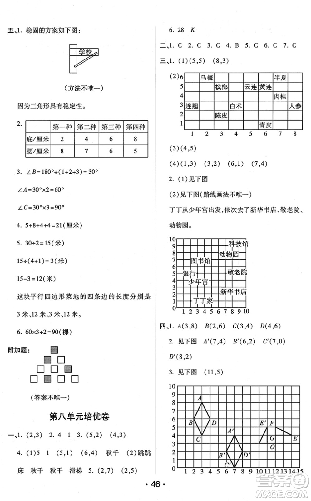 開明出版社2022黃岡同步練一日一練四年級數(shù)學(xué)下冊JS江蘇版答案