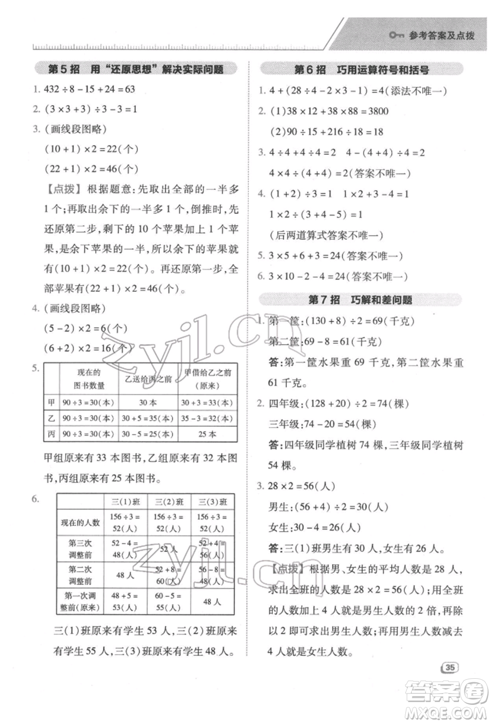 吉林教育出版社2022典中點(diǎn)綜合應(yīng)用創(chuàng)新題三年級(jí)數(shù)學(xué)下冊(cè)蘇教版參考答案
