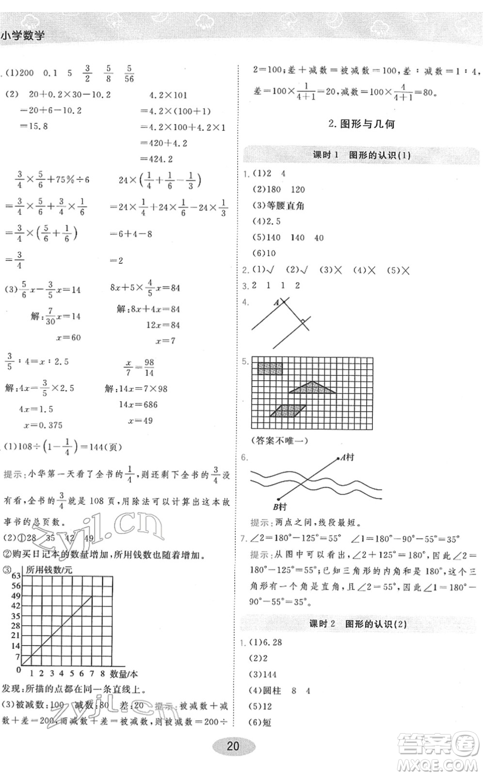 陜西師范大學(xué)出版總社2022黃岡同步練一日一練六年級數(shù)學(xué)下冊BS北師版答案