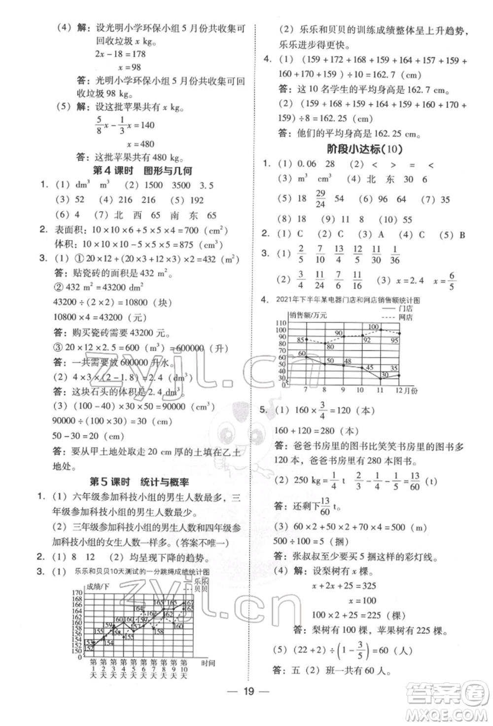 陜西人民教育出版社2022典中點(diǎn)綜合應(yīng)用創(chuàng)新題五年級(jí)數(shù)學(xué)下冊(cè)北師大版參考答案