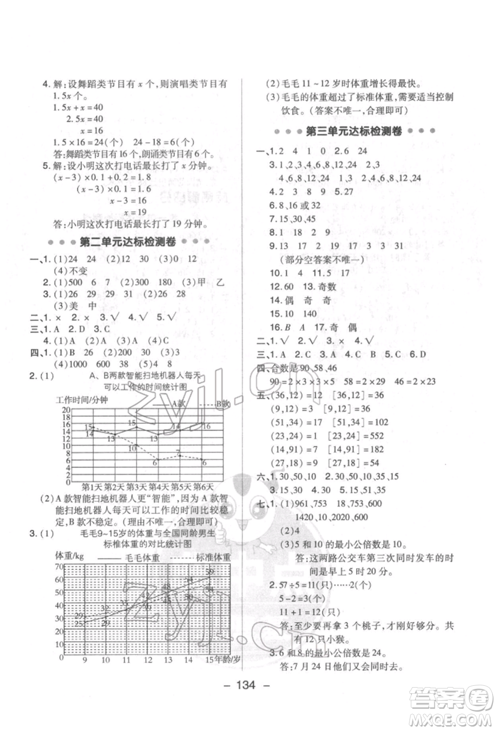 吉林教育出版社2022典中點(diǎn)綜合應(yīng)用創(chuàng)新題五年級數(shù)學(xué)下冊蘇教版參考答案
