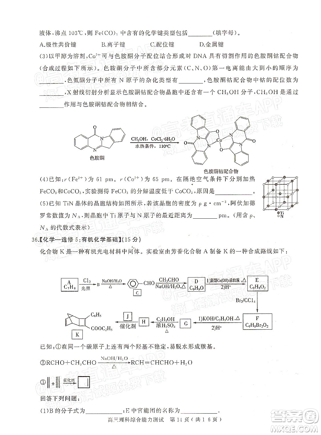 2022年河南省六市高三第一次聯(lián)合調(diào)研檢測理科綜合試題及答案
