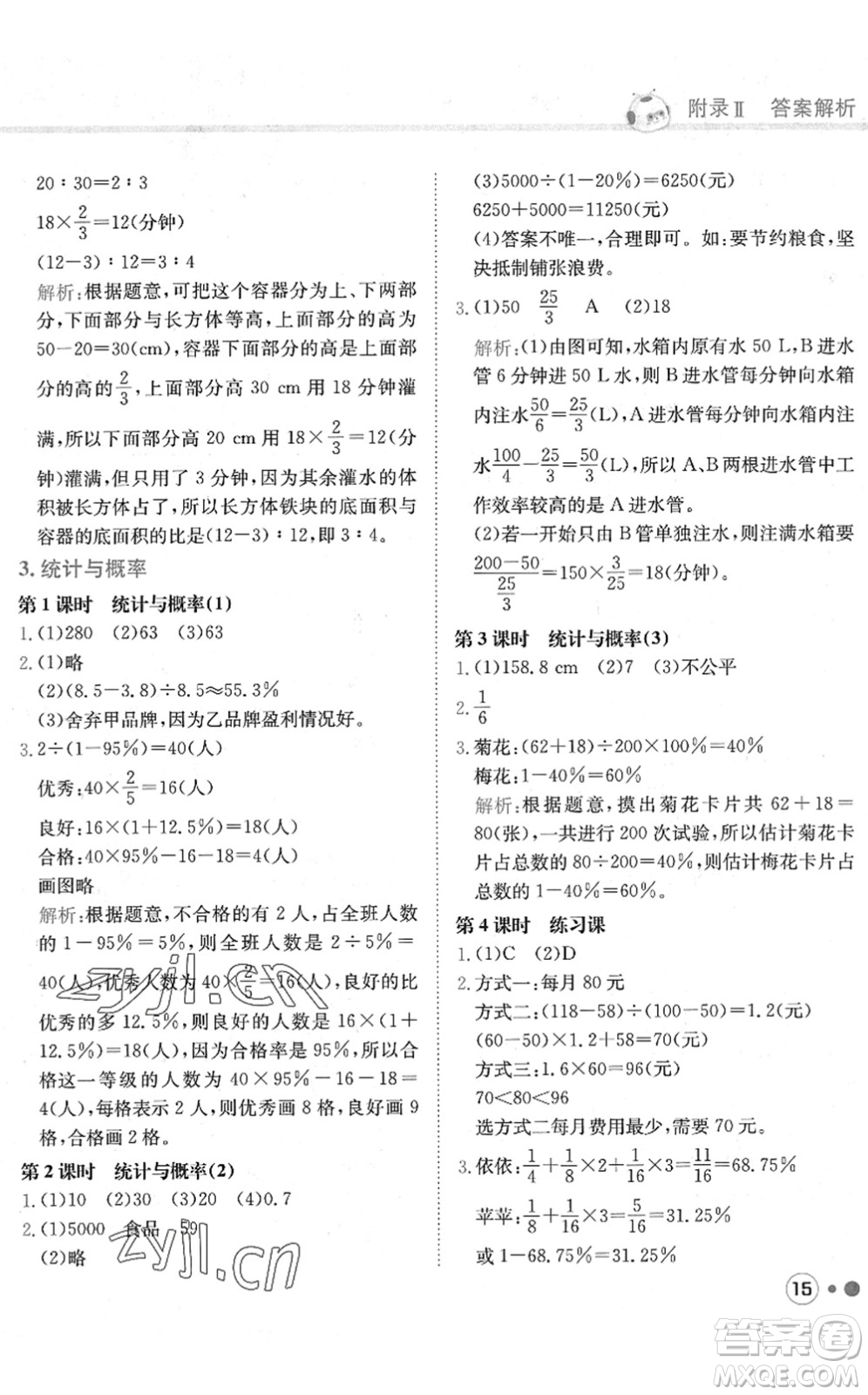 龍門書局2022黃岡小狀元練重點培優(yōu)同步作業(yè)六年級數(shù)學(xué)下冊R人教版答案