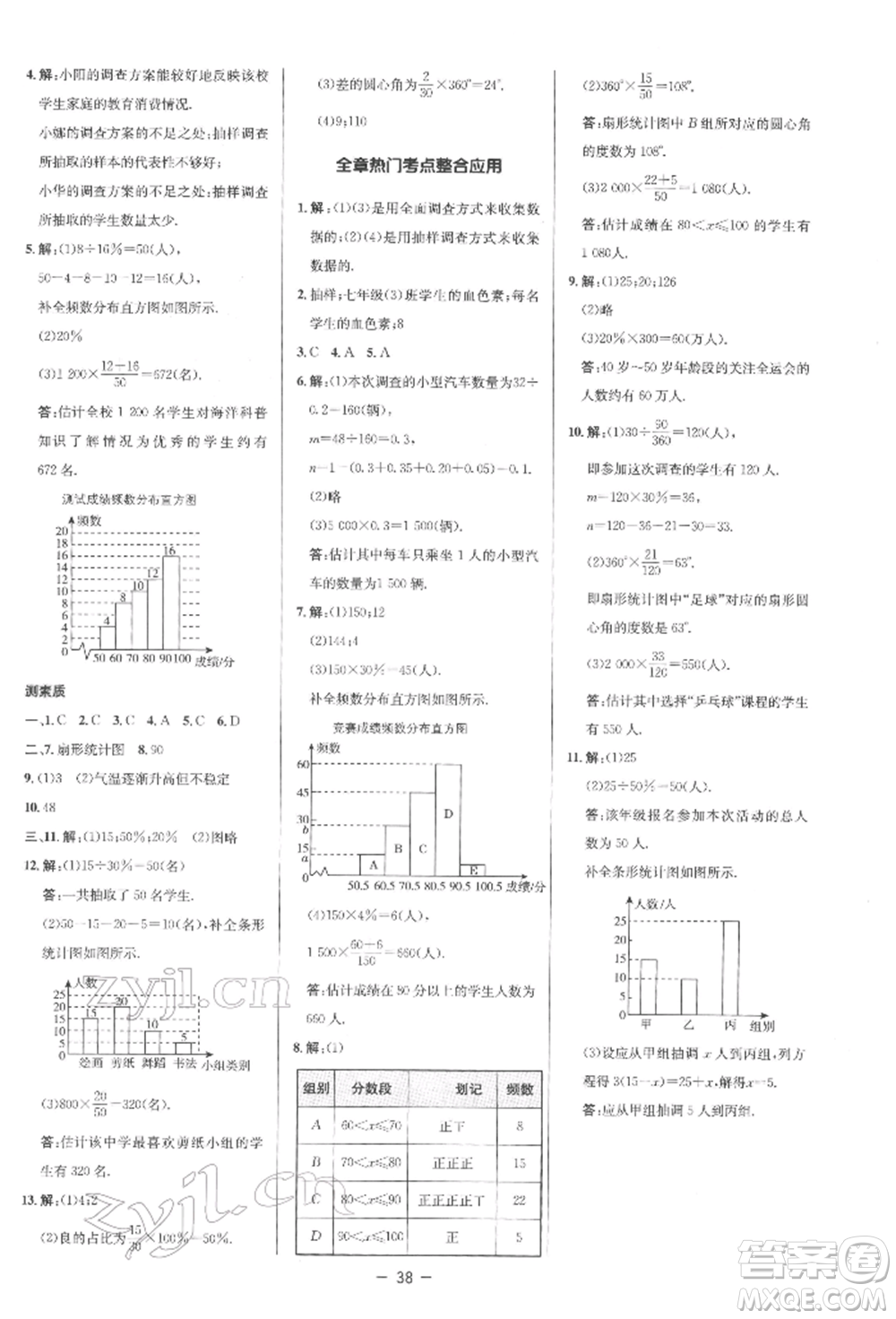 陜西人民教育出版社2022典中點(diǎn)綜合應(yīng)用創(chuàng)新題七年級(jí)數(shù)學(xué)下冊(cè)人教版參考答案