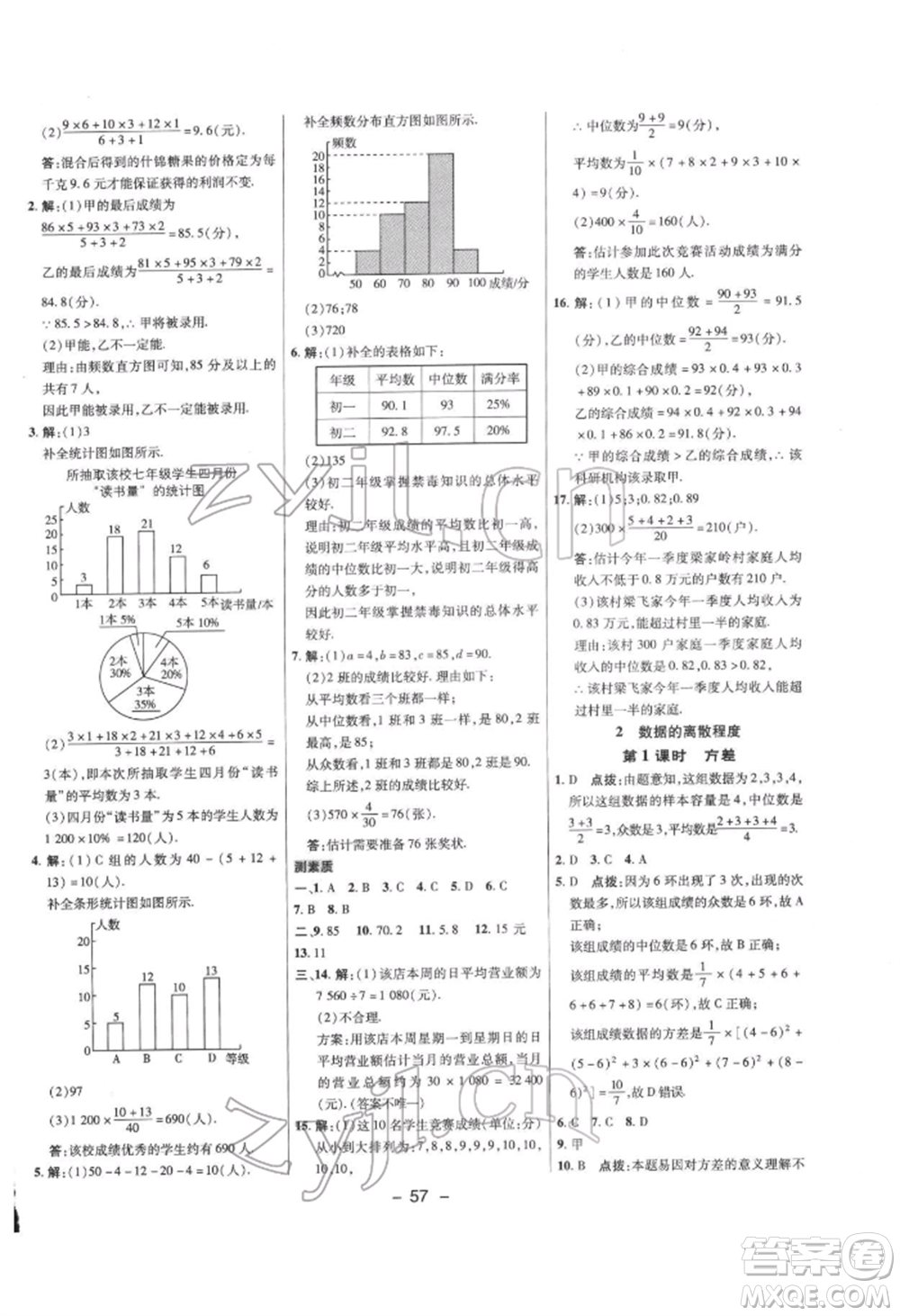 陜西人民教育出版社2022典中點綜合應(yīng)用創(chuàng)新題八年級數(shù)學(xué)下冊滬科版參考答案